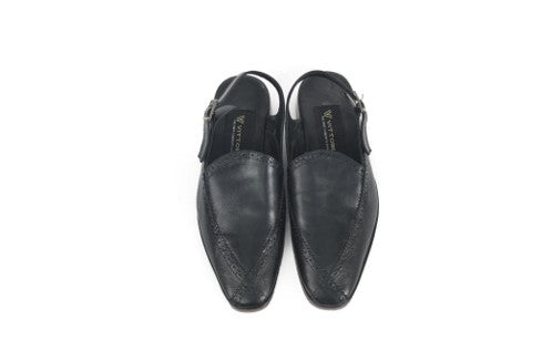 Black Peshawari Sandal with Shoe Heel