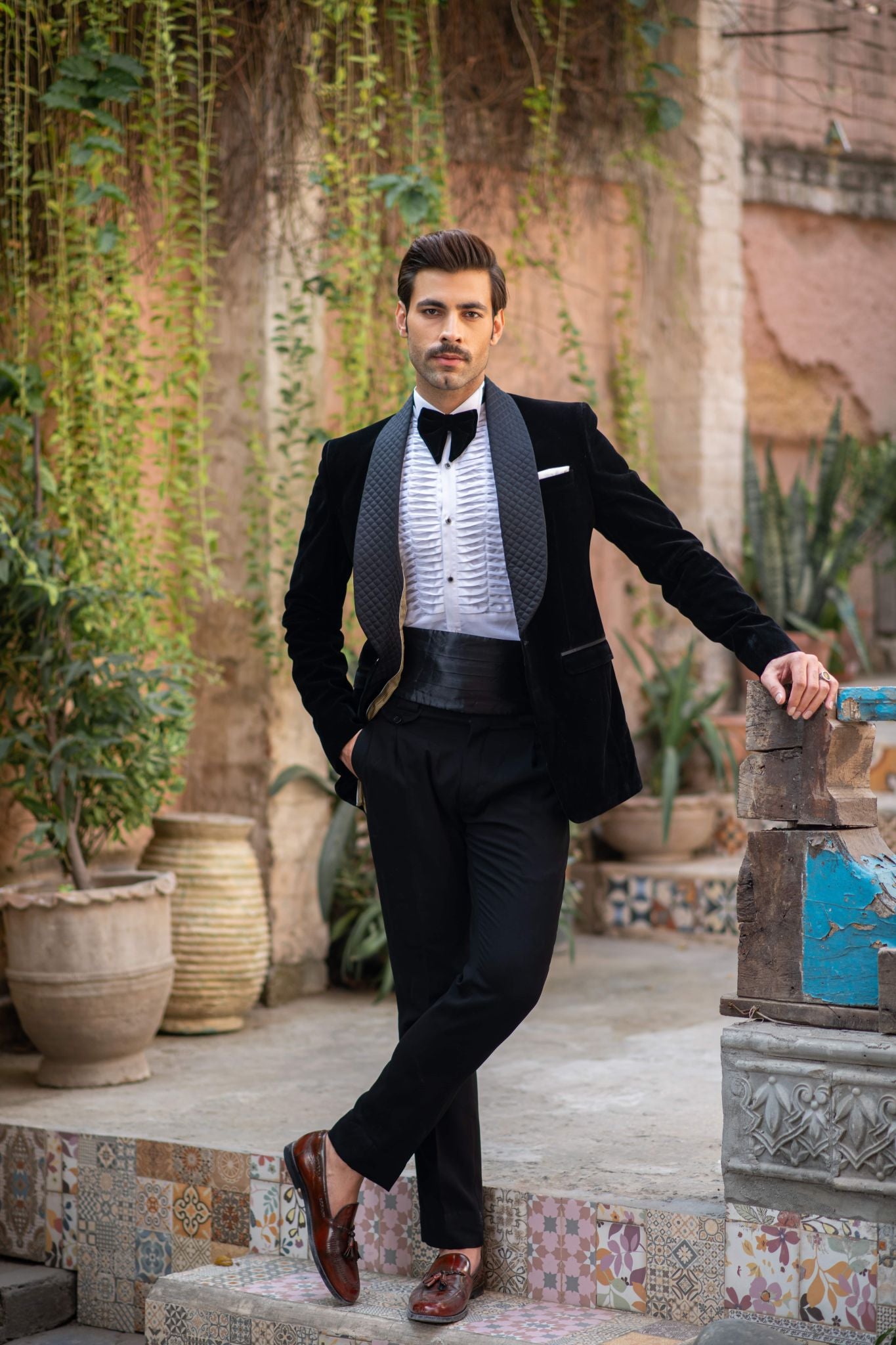 Midnight Black Single Breasted Velvet Tuxedo
