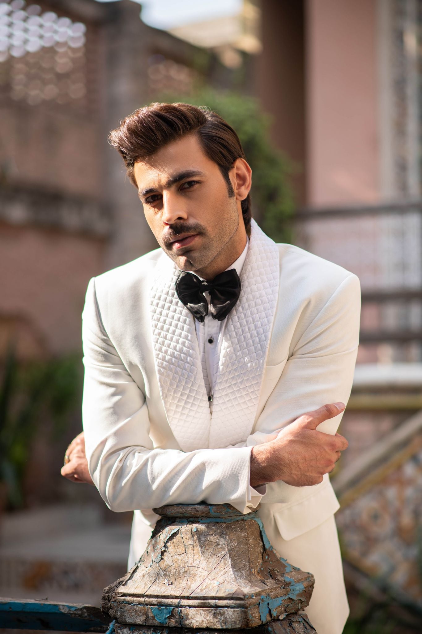 White Armani Single Breasted Tuxedo Coat