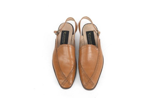 Tan Brown Peshawari Sandal with Shoe Heel