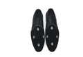 Black Velvet Loafers with Grey Zardozi Embroidery