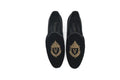 Black Velvet Loafers with Hand Embroidered Motif
